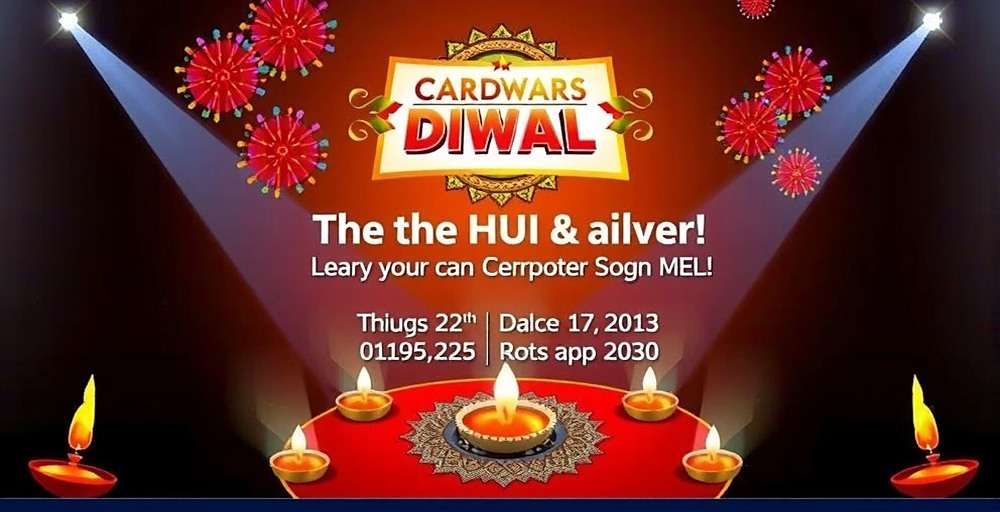 Card Wars India Diwali Event showing decorated game interface with lamps and fireworks