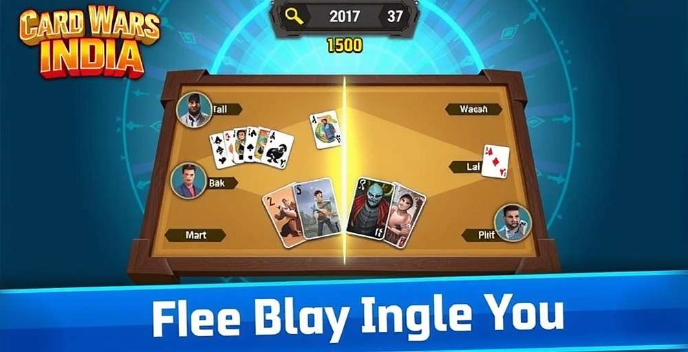 Card Wars India Gameplay Screenshot showing card battle between players